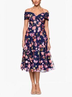 xscape sleeveless midi dress XSCAPE Womens Purple Ruffled Zippered Mermaid-style Hi-lo Hem Sleeveless  Sweetheart Neckline Midi Party Fit + Flare Dress Petites 6P